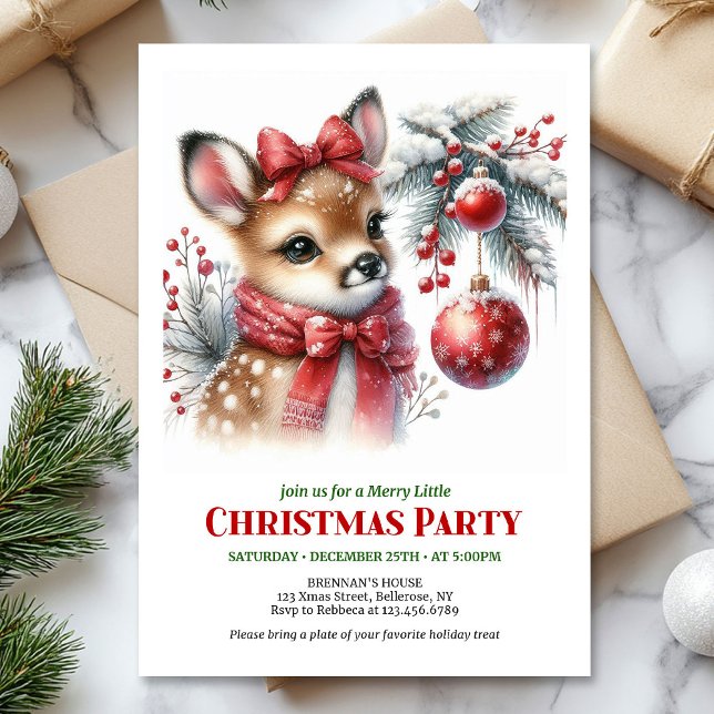 Convites Cozy woodland deer Christmas kids invite digital  (Cozy woodland deer Christmas kids invite digital download)