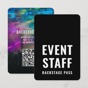 Convites Crachá de ID de passe de bastidores de evento QR C