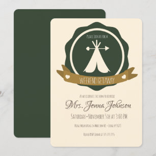 Convites Crachá de Tendência de Fim de Semana de Acampame