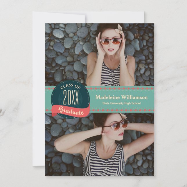 Convites Crachá Retroativo com Graduação de Fotos em Setas  (Frente)