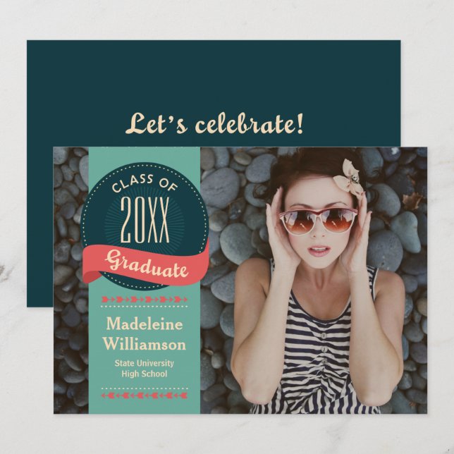 Convites Crachá Retroativo com Graduação de Fotos em Setas (Frente/Verso)