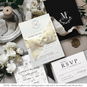 Convites Crachá Vintage Simples Preto e Branco Casamento El