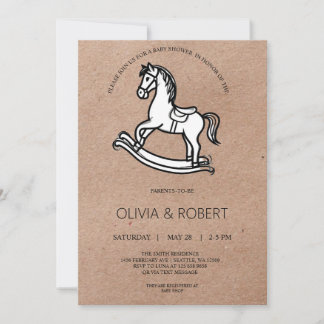 Convites Craft Paper Rocking Horse Baby Shower Invitation