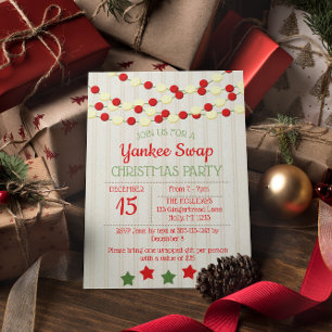 Convites Cranberry e pipoca Russo Beadboard Natal