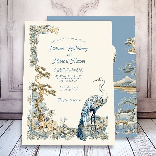Convites Crane floral Asian Bayou Nature Wedding (Criador carregado)