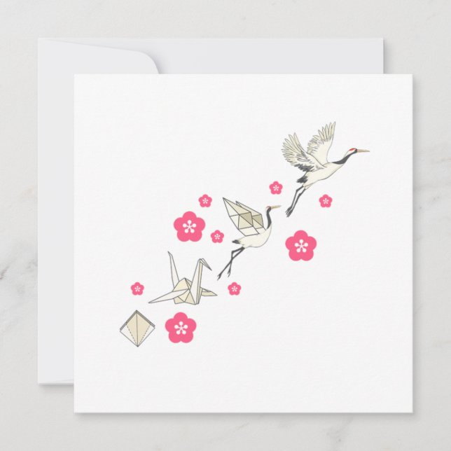 Convites Crane Origami Japonesa Cultura Bird Observando Pre (Frente)