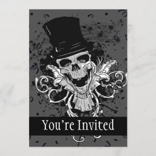 Convites Crânio assustador com chapéu alto