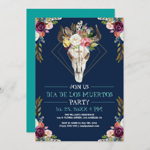 Convites Crânio de açúcar, flor tribal Dia De Los Muertos