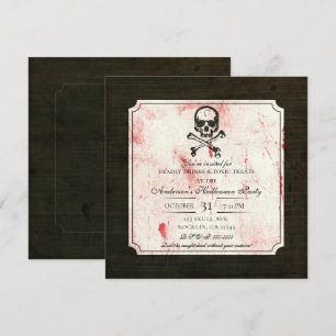 Convites Cranio de Caveira Grunge Vintage Sangrento Hallowe
