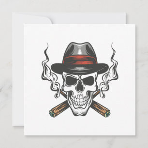 Convites Crânio de gângster com chapéu fedora