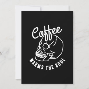 Convites crânio de halloween O café aquece a alma branca