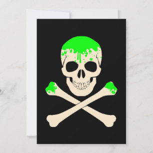 Convites crânio de halloween ossos cruzados slime esqueleto