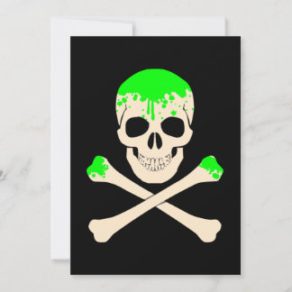 Convites crânio de halloween ossos cruzados slime esqueleto