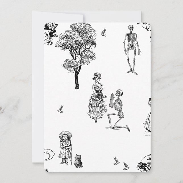 Convites crânio de toile esqueleto vitoriano de halloween (Frente)