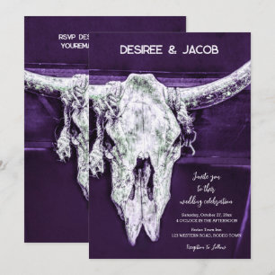 Convites Crânio de Touro Roxo Escuro do Oeste Rural