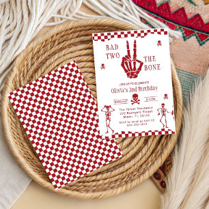 Convites Crânio Esqueleto Mau até os Ossos 2º Aniversário