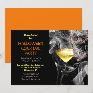 Convites Crânio estampando Martini Halloween