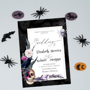 Convites Crânio Floral Casamento de Halloween