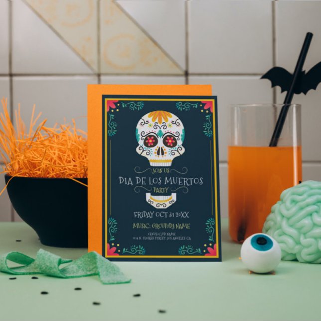 Convites Crânio floral Dia De Los Muertos (Criador carregado)