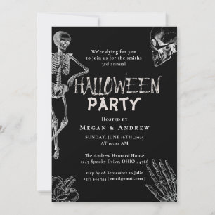 Convites Crânio Gótico do Partido Adulto do Halloween