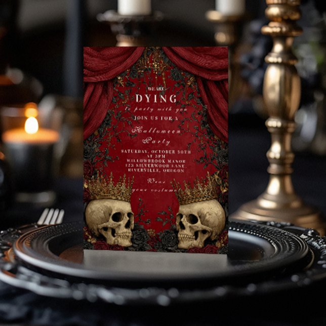 Convites Crânio gótico e celebração do Dia das Bruxas de Ro (Criador carregado)