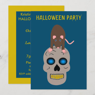 Convites Crânio Gótico e Halloween Rato Personalizados