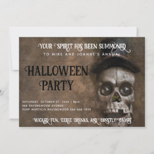 Convites Crânio Sinistro de Chapéu Alto na Festa de Hallowe