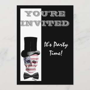 Convites Crânio steampunk gótico patriótico americano