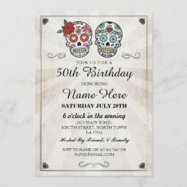 Convites Crânios De Açúcar De Festa de aniversário Convidam