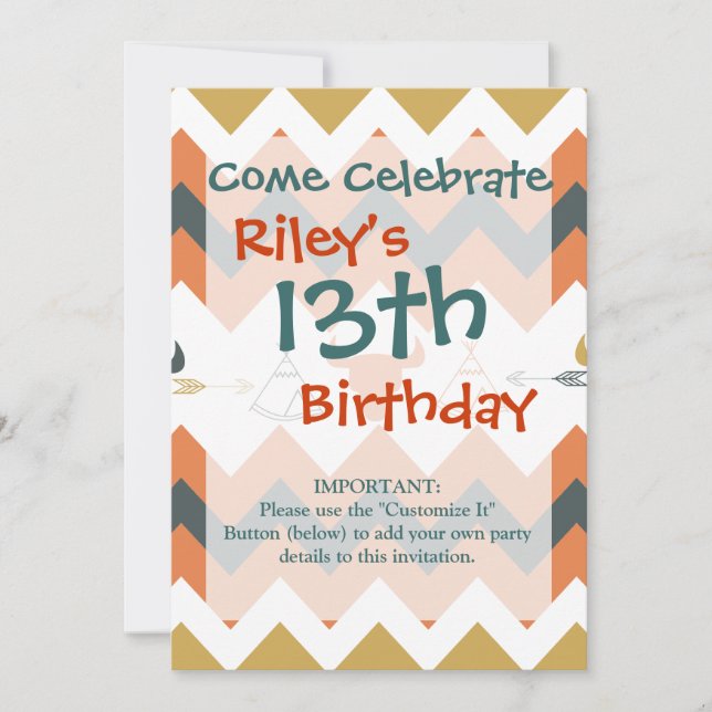 Convites Crânios de setas do Chevron Americano Nativo (Frente)