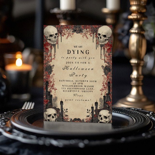 Convites Crânios entre Rosas assombrados (Criador carregado)