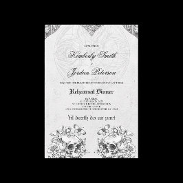 Convites Crânios Góticos Jantar Sombrio de Rehearsal de Cas