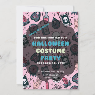 Convites Crânios Rosa Tarot Velas Cristais do Dia das Bruxa