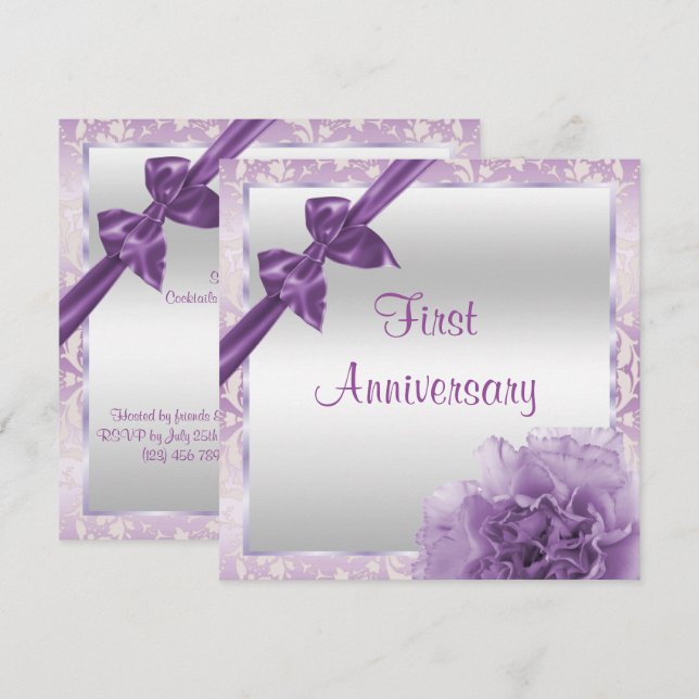 Convites Cravo Elegante & Arco 1º Aniversário de Casamento (Frente/Verso)