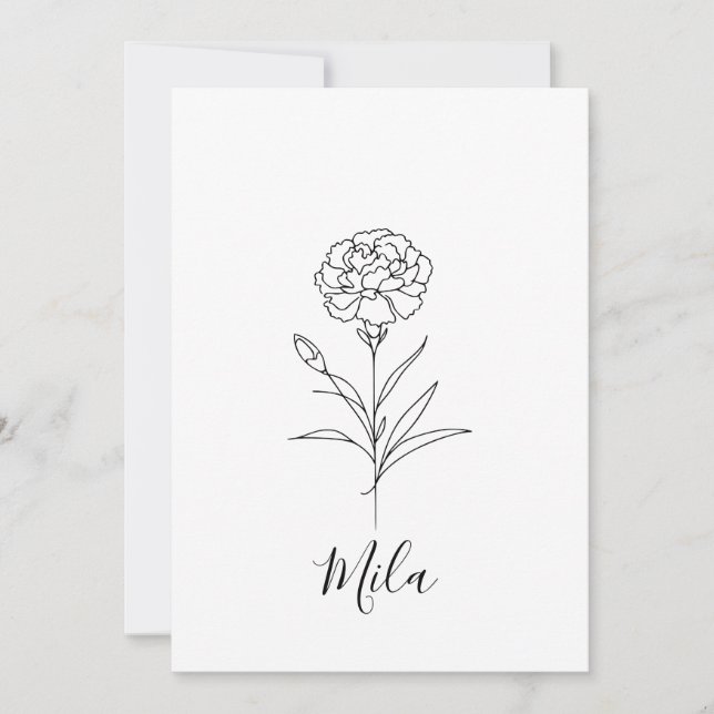 Convites Cravo Personalizado de Janeiro Flor de Nascimento (Frente)