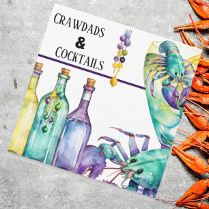 Convites Crawdads Cocktails e Mardi Gras Party