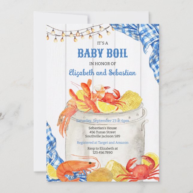 Convites Crawfish Boil Baby Shower Invitation (Frente)