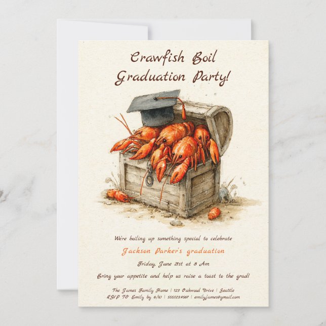 Convites Crawfish Boil Graduation Party | Southern Style  (Frente)