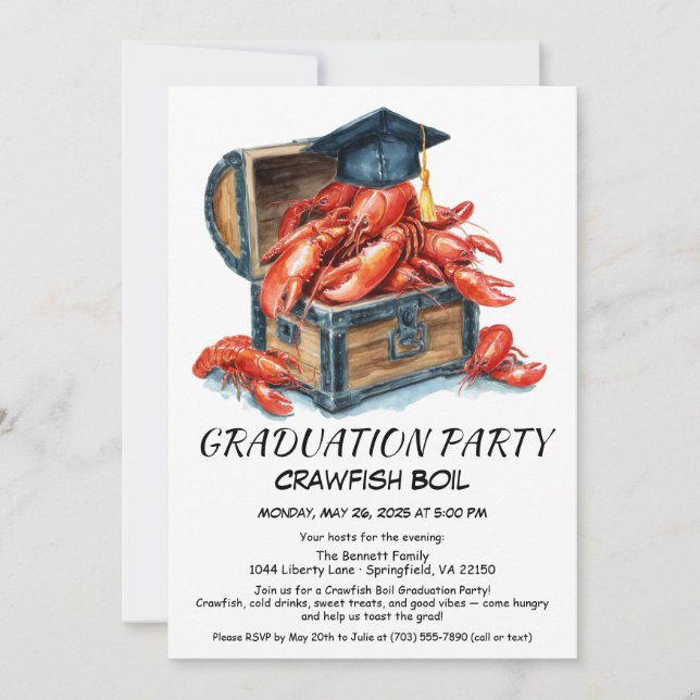 Convites Crawfish Boil Graduation Party | Southern Style  (Frente)