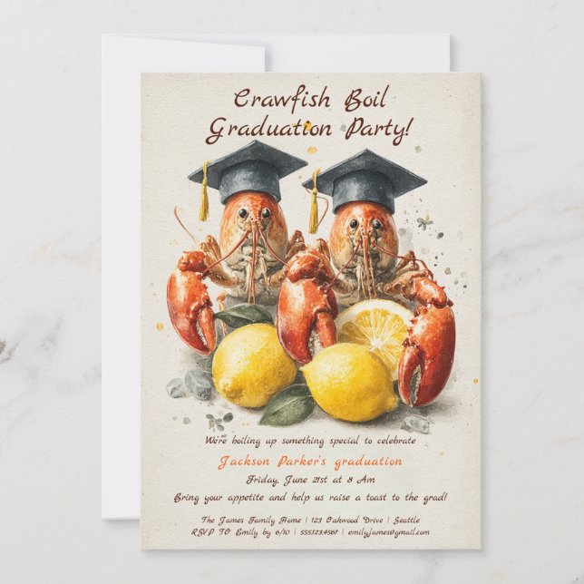 Convites Crawfish Boil Graduation Party | Southern Style  (Frente)