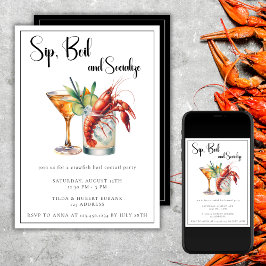 Convites Crawfish Boil Moderno Sofisticado Partido Cocktail