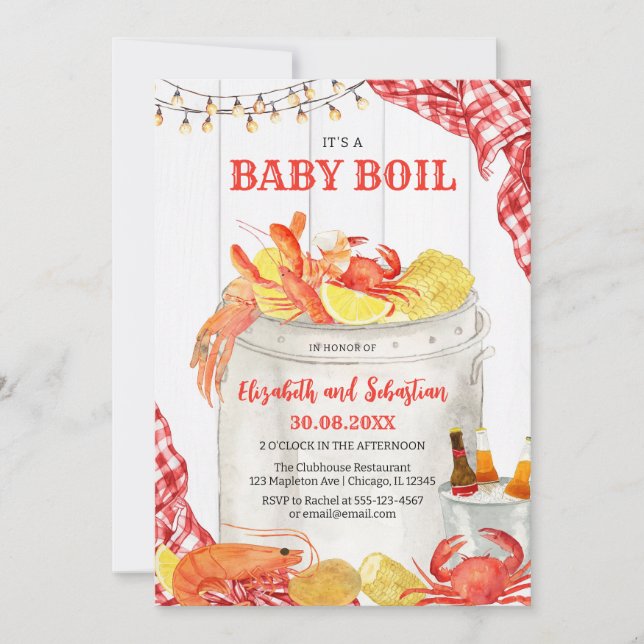 Convites Crawfish Seafood Boil Baby Shower Invitation (Frente)