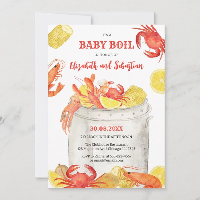 Convites Crawfish Seafood Boil Baby Shower Invitation (Frente)