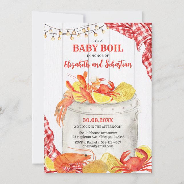 Convites Crawfish Seafood Boil Baby Shower Invitation (Frente)