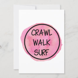 Convites Crawl Walk Surf com Design Rosa