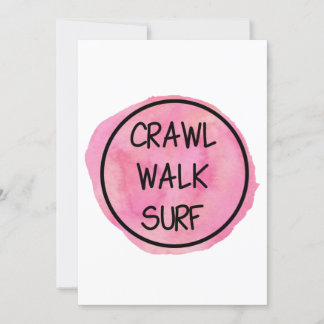 Convites Crawl Walk Surf com Design Rosa