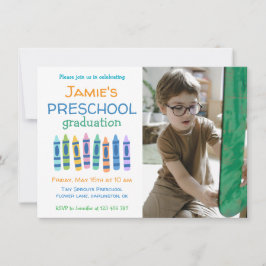 Convites Crayon Photo Preschool Graduation Invitation