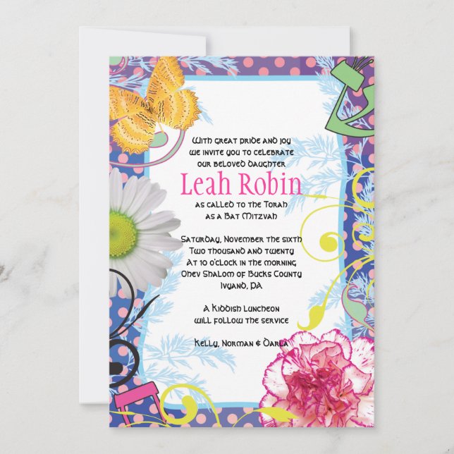 Convites CRAZY COLLAGE Bat Mitzvah Party Card (Frente)