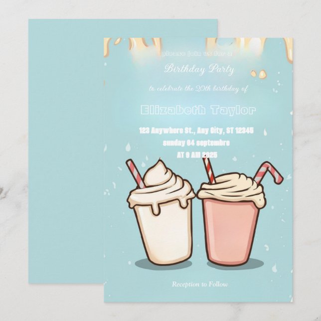 Convites Crazy Milkshake Party Invitation – Colorful Sweet (Frente/Verso)