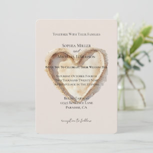 Convites Cream Beach Heart In Sand Wedding